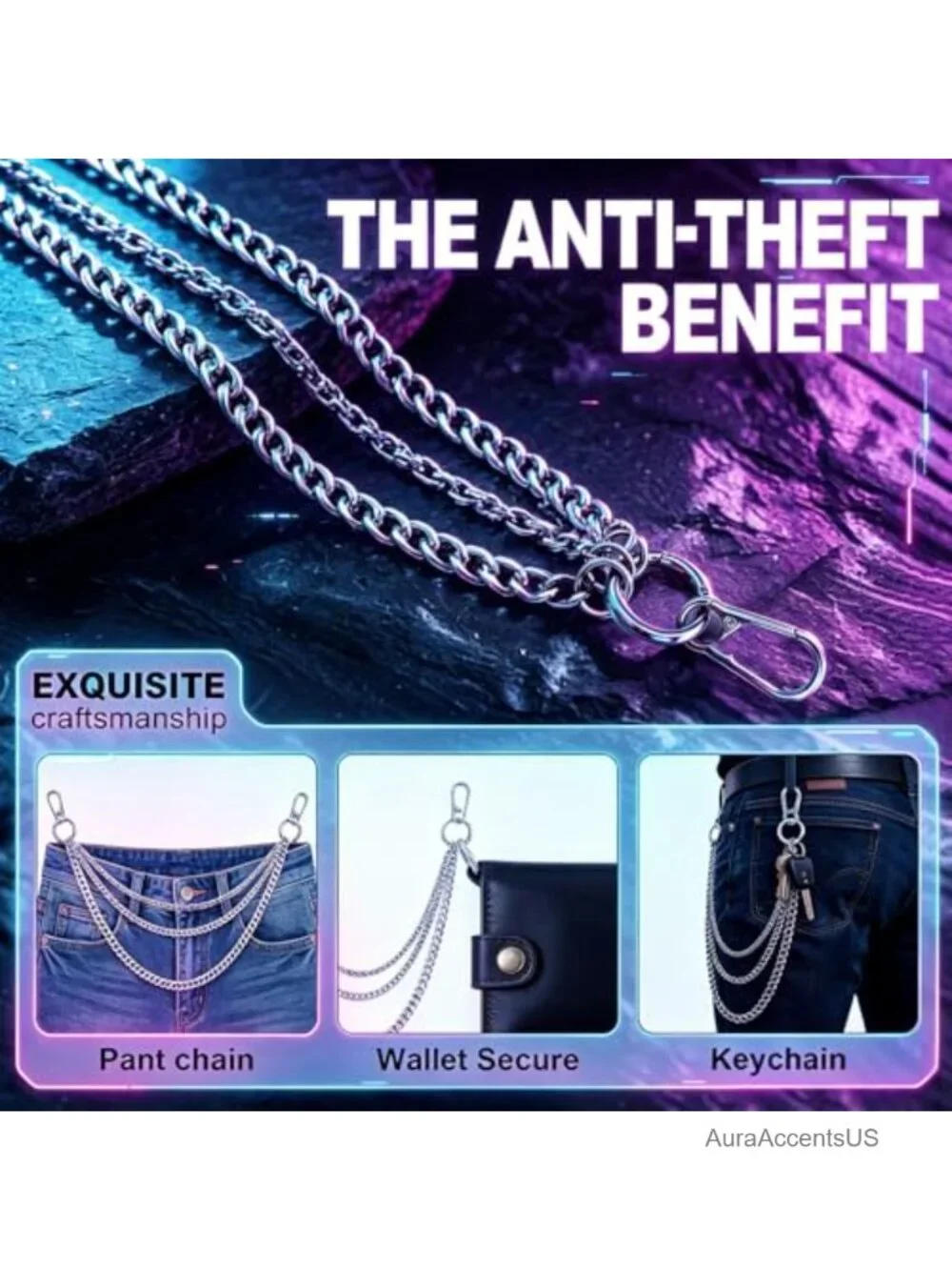 Men Women Punk Gothic Wallet Chain Carabiner Clasp